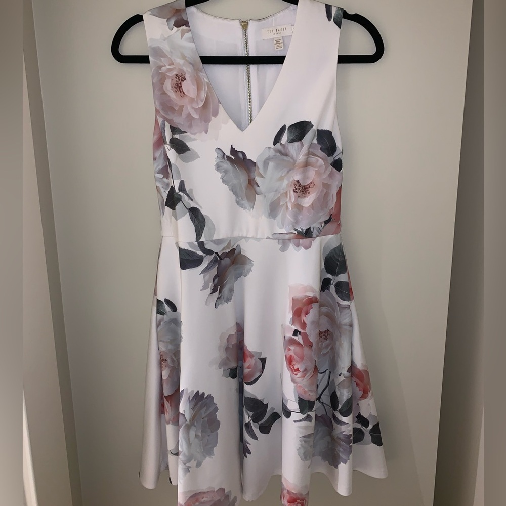 pink and white floral red baker dress - size 2 - US 6